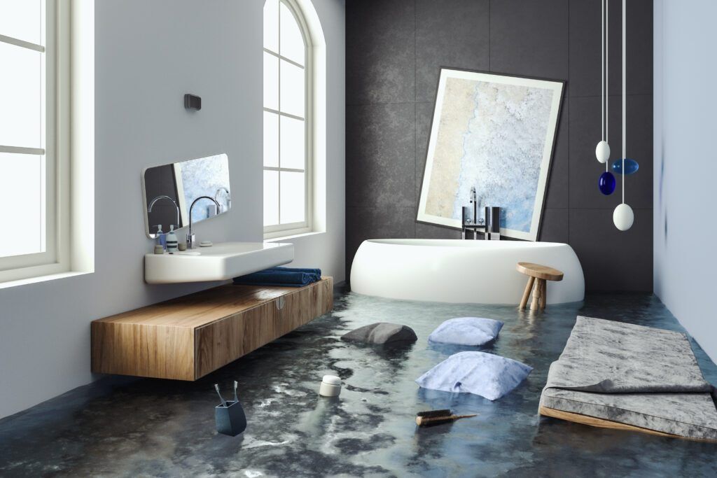 water damage in bathroom